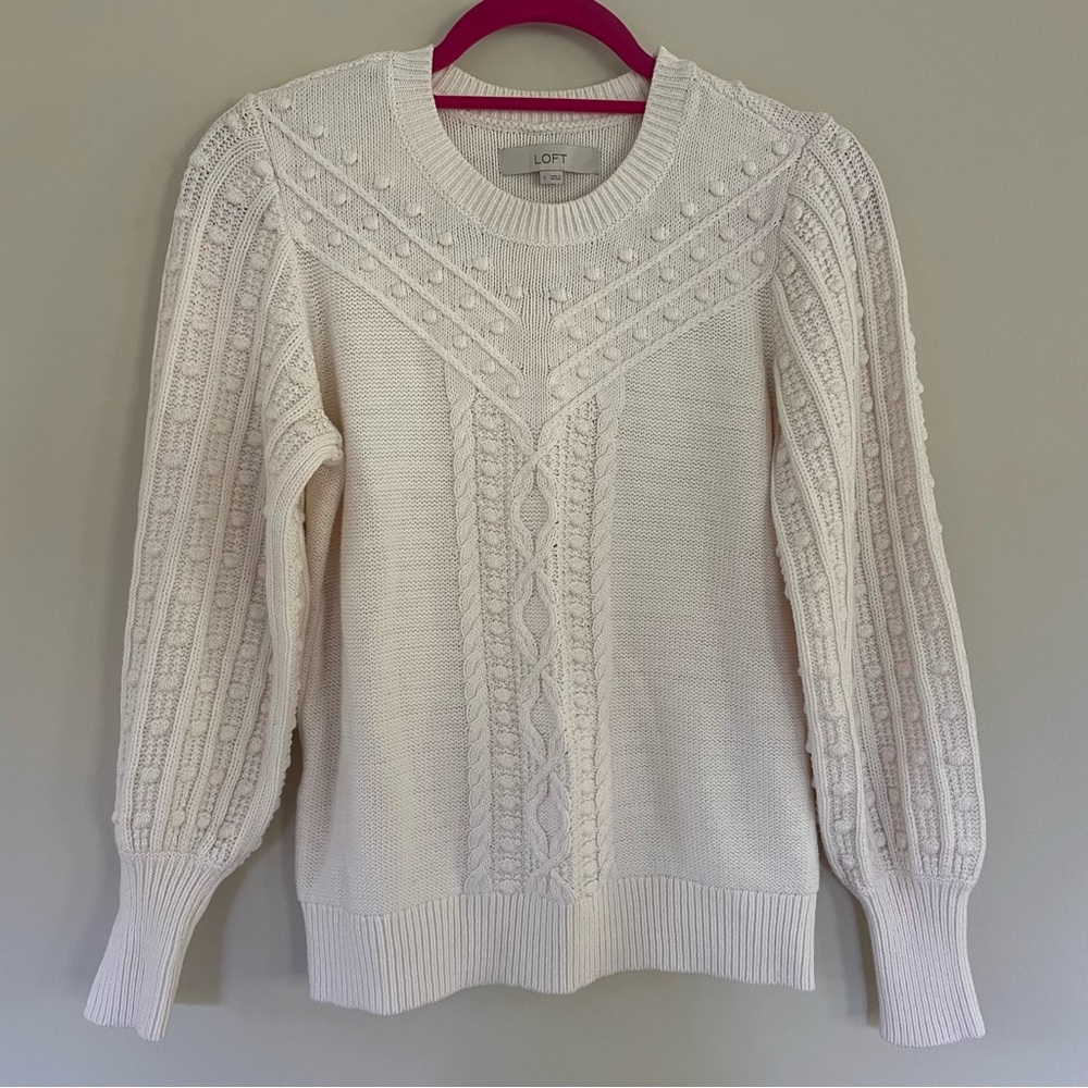 Loft Off White Dot Knit Sweater
